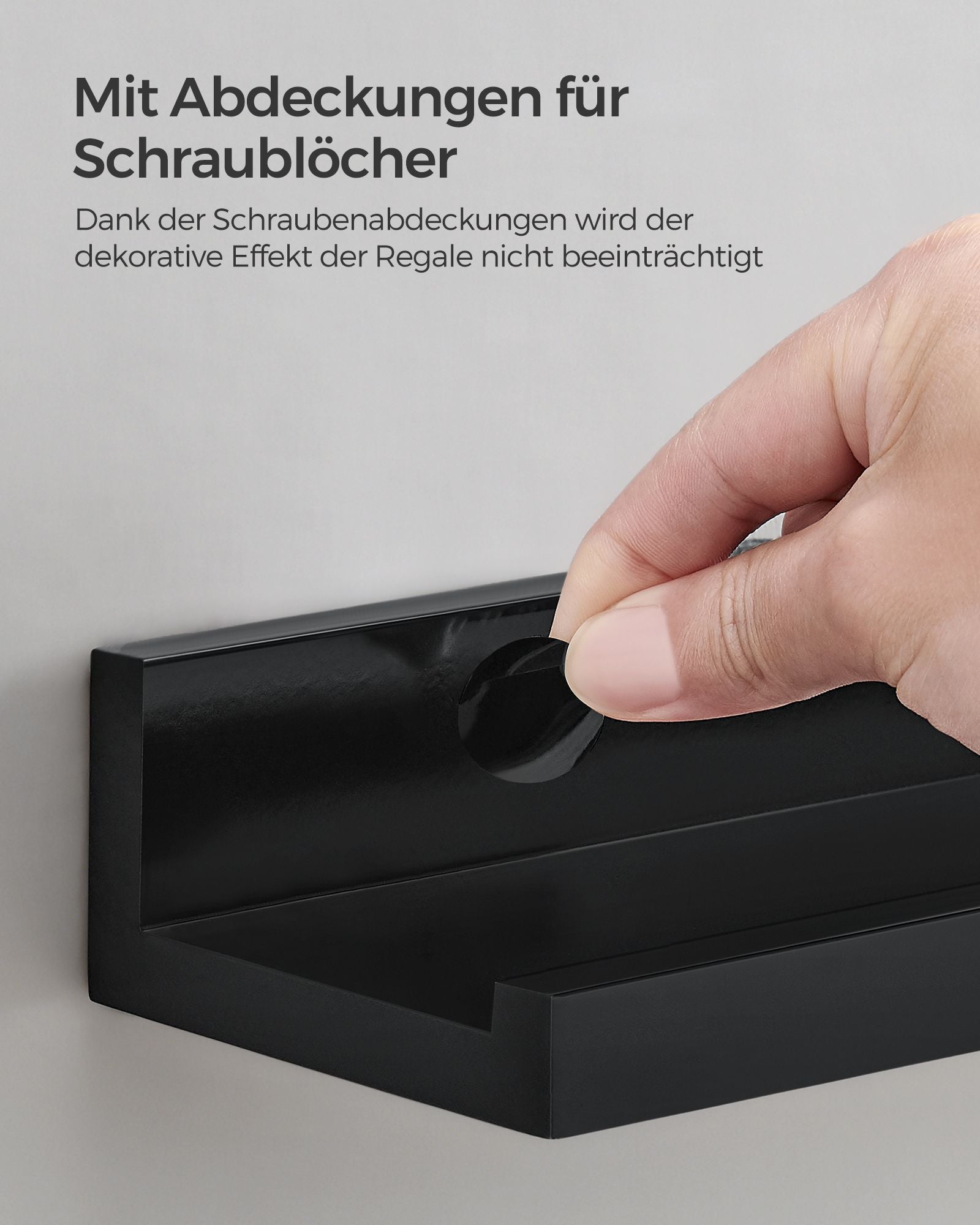Schwebendes Regal mit Vorderseite schwarz