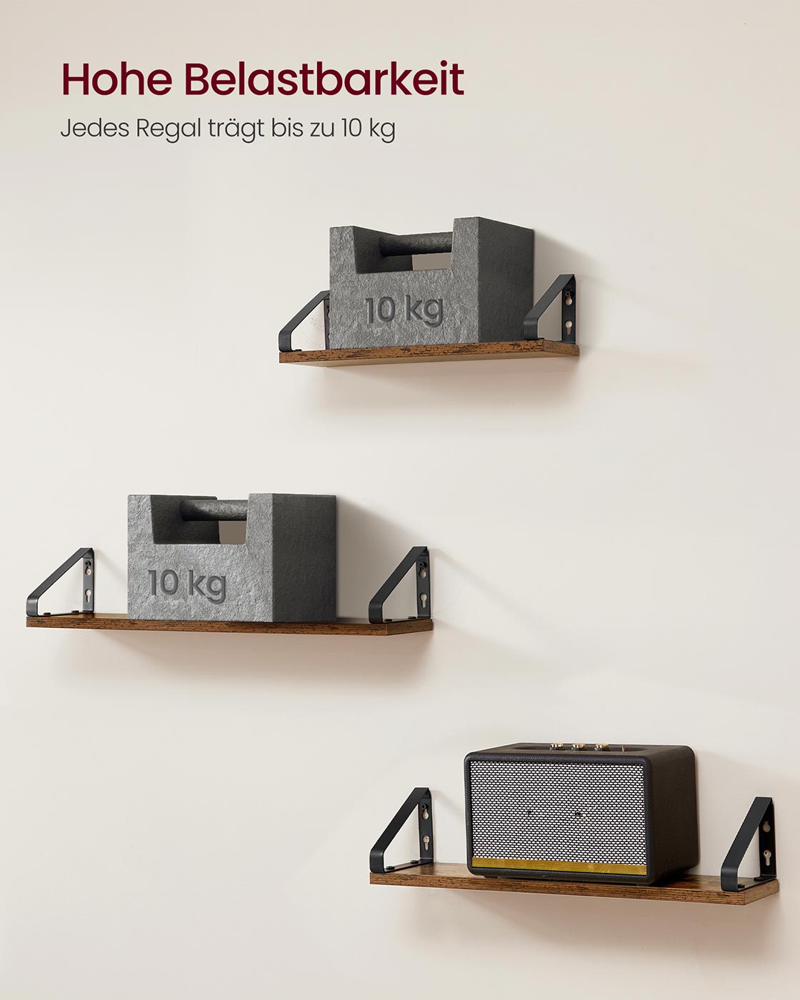 Industrie-Look Wandregale 3er Set