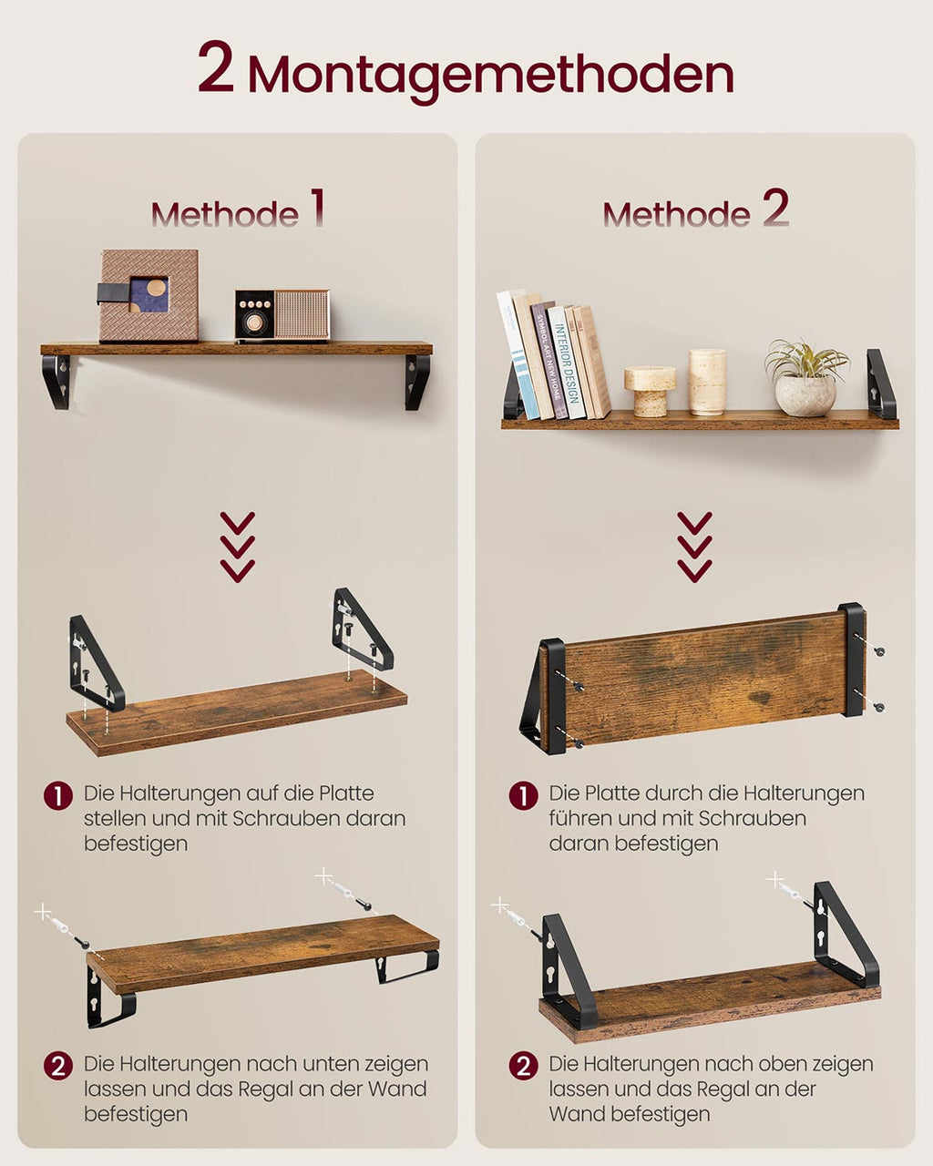 Industrie-Look Wandregale 3er Set