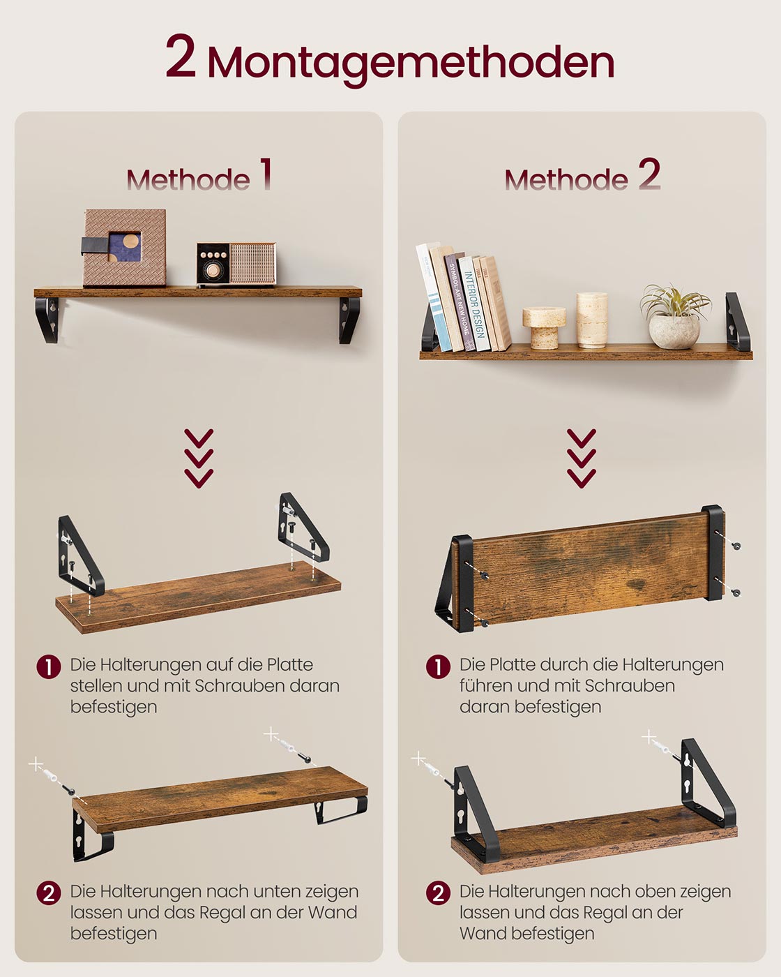 Industrie-Look Wandregale 3er Set