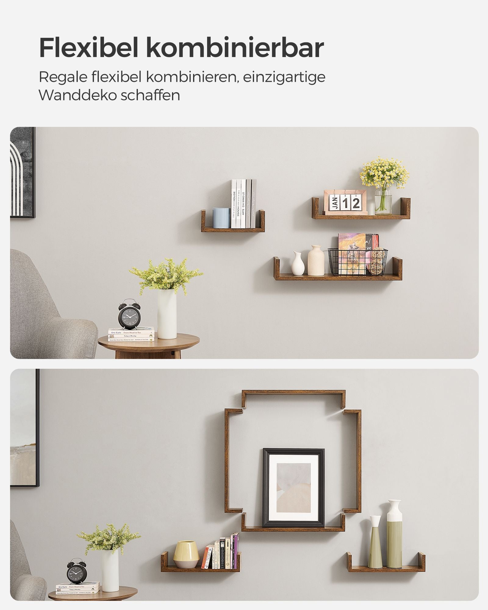 Wandregal 3er Set 30/45/60 cm zur Wandmontage
