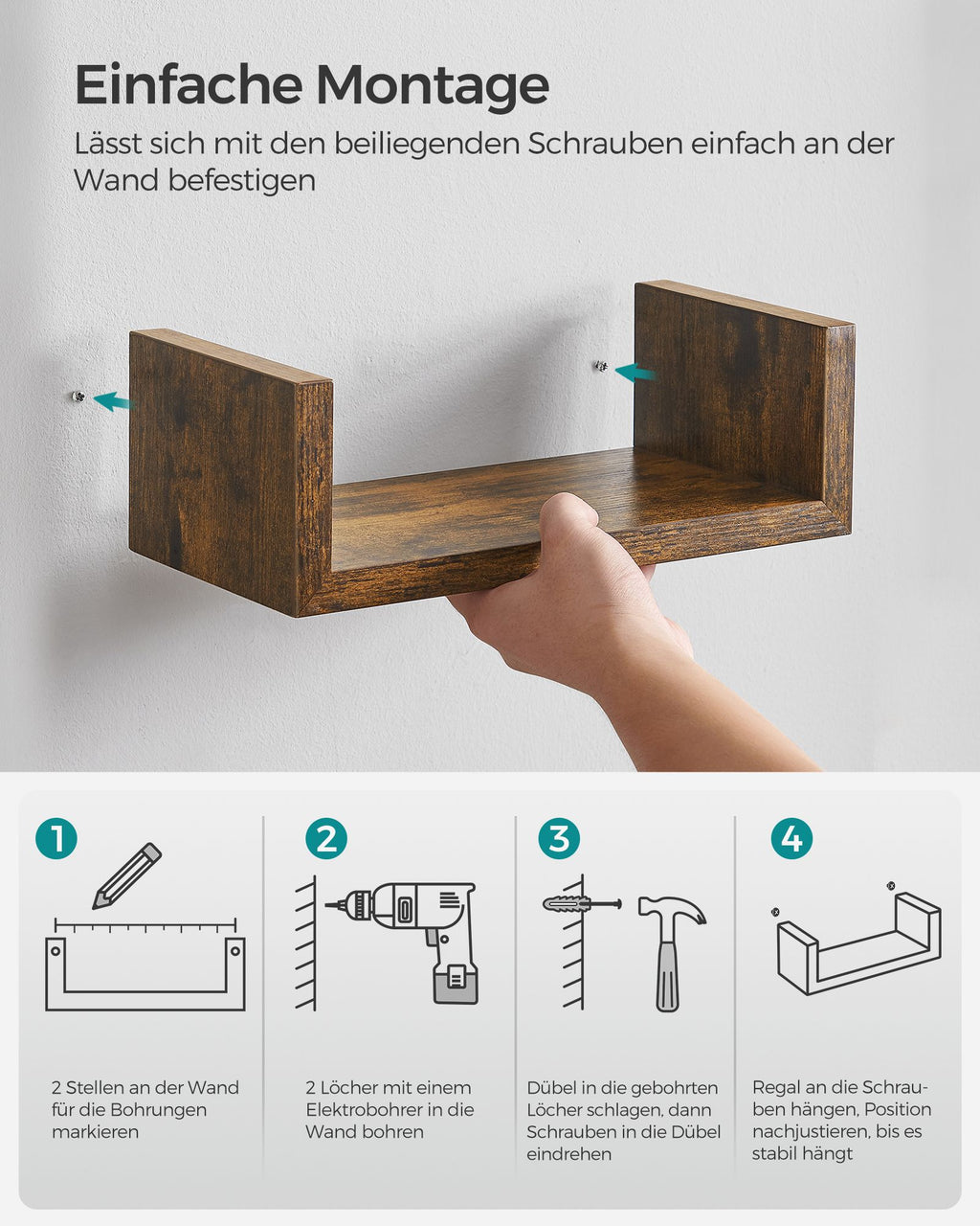 Wandregal 3er Set 30/45/60 cm zur Wandmontage