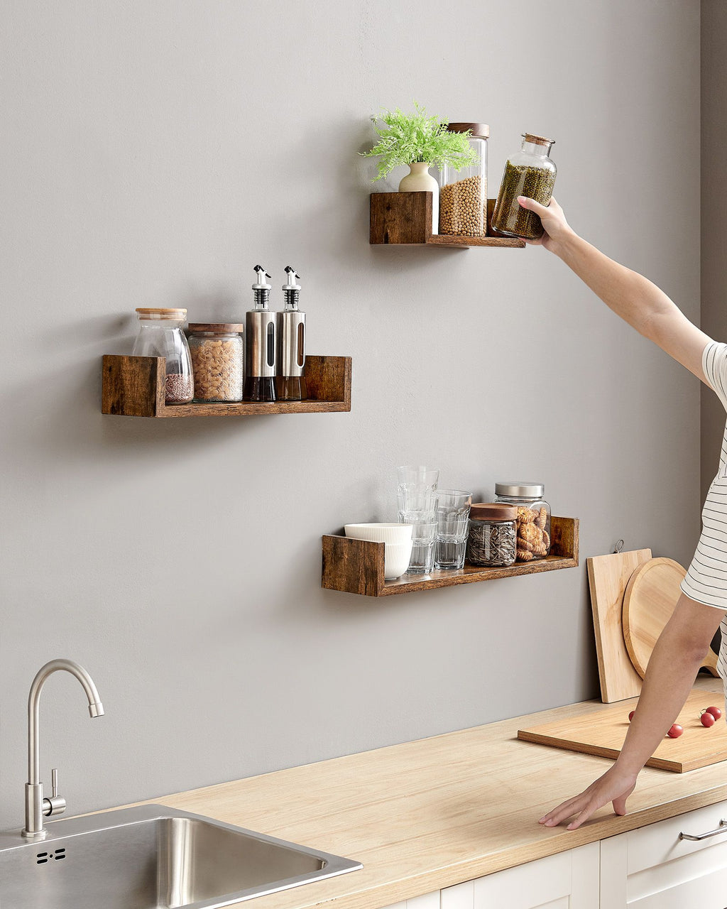Wandregal 3er Set 30/45/60 cm zur Wandmontage