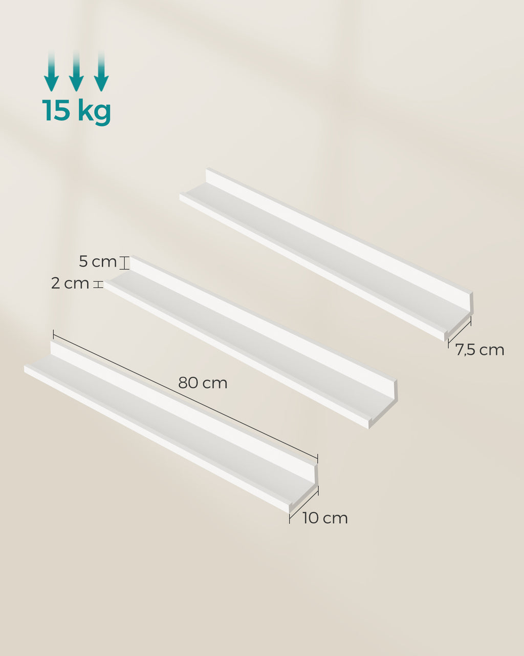 3er Set Schweberegal 80 cm breit weiß