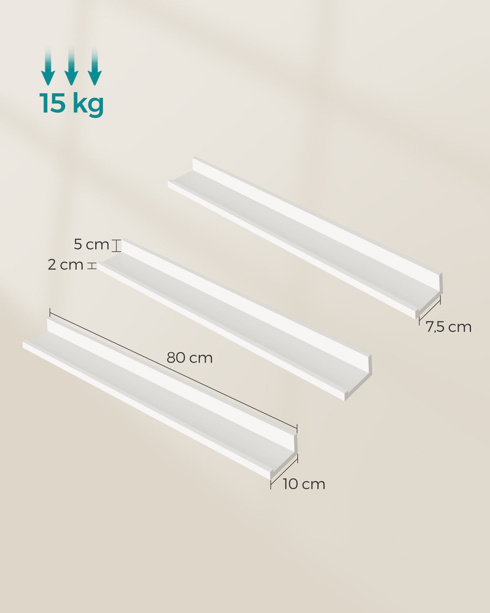3er Set Schweberegal 80 cm breit weiß