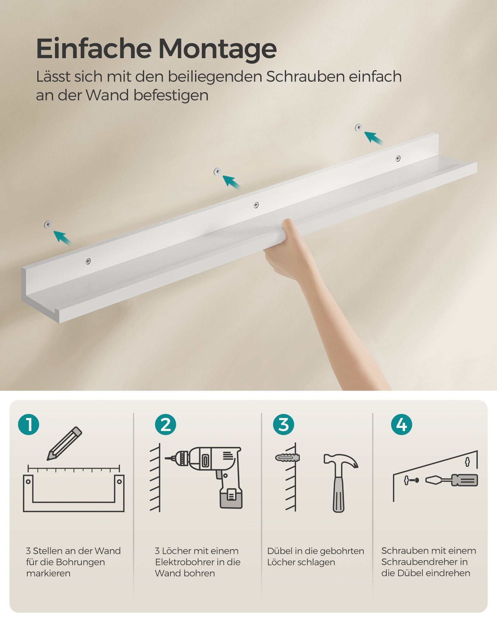 3er Set Schweberegal 80 cm breit weiß