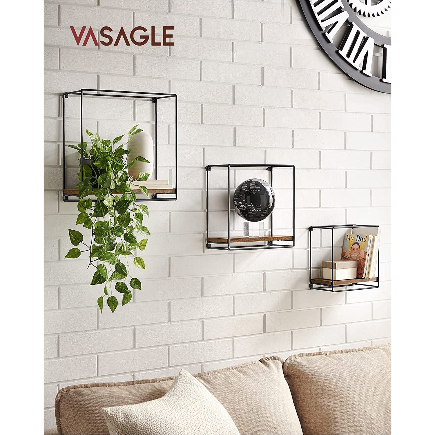 3er Set Wandregale im Industrie-Design