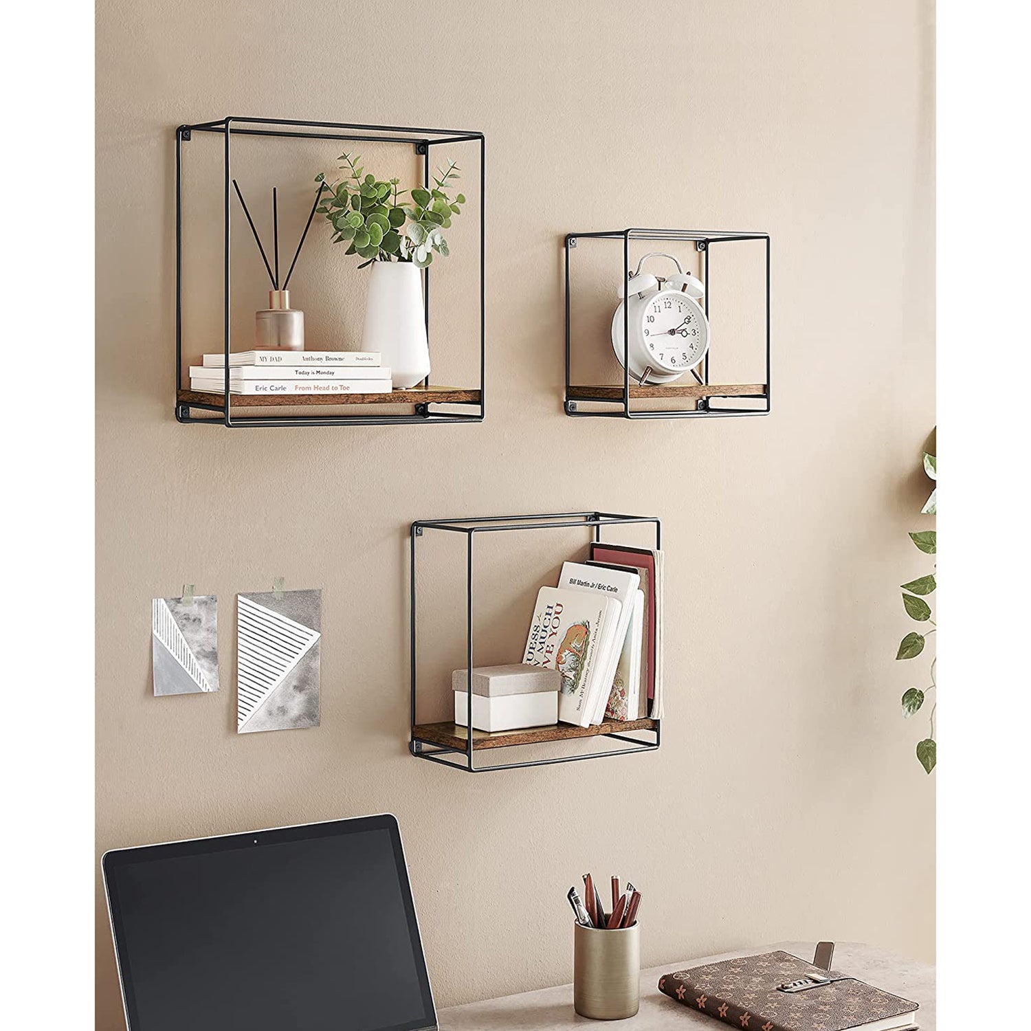 3er Set Wandregale im Industrie-Design