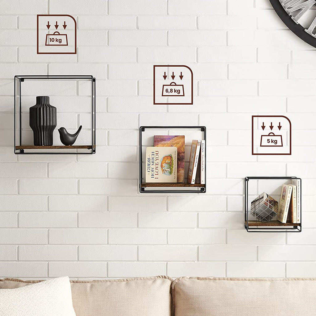 3er Set Wandregale im Industrie-Design