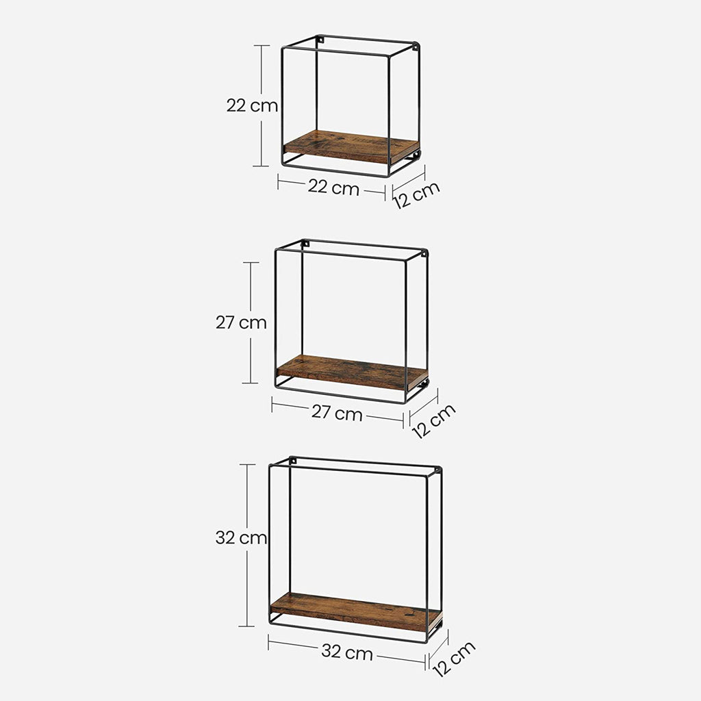 3er Set Wandregale im Industrie-Design