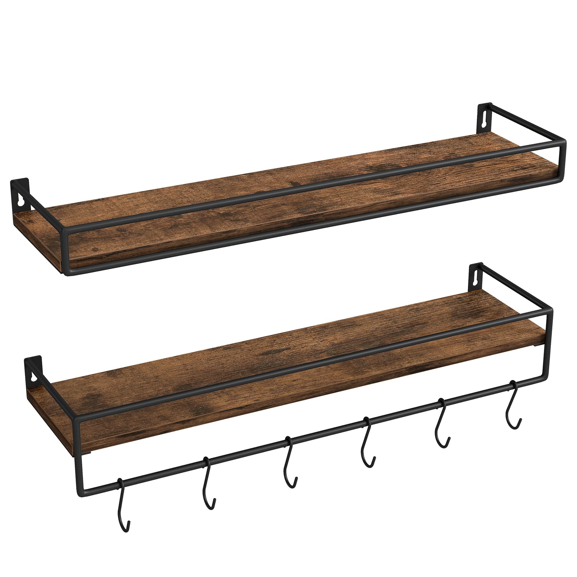 Wandregal 2er Set, Wandboard mit Stange, Schweberegal zur Aufbewahrung