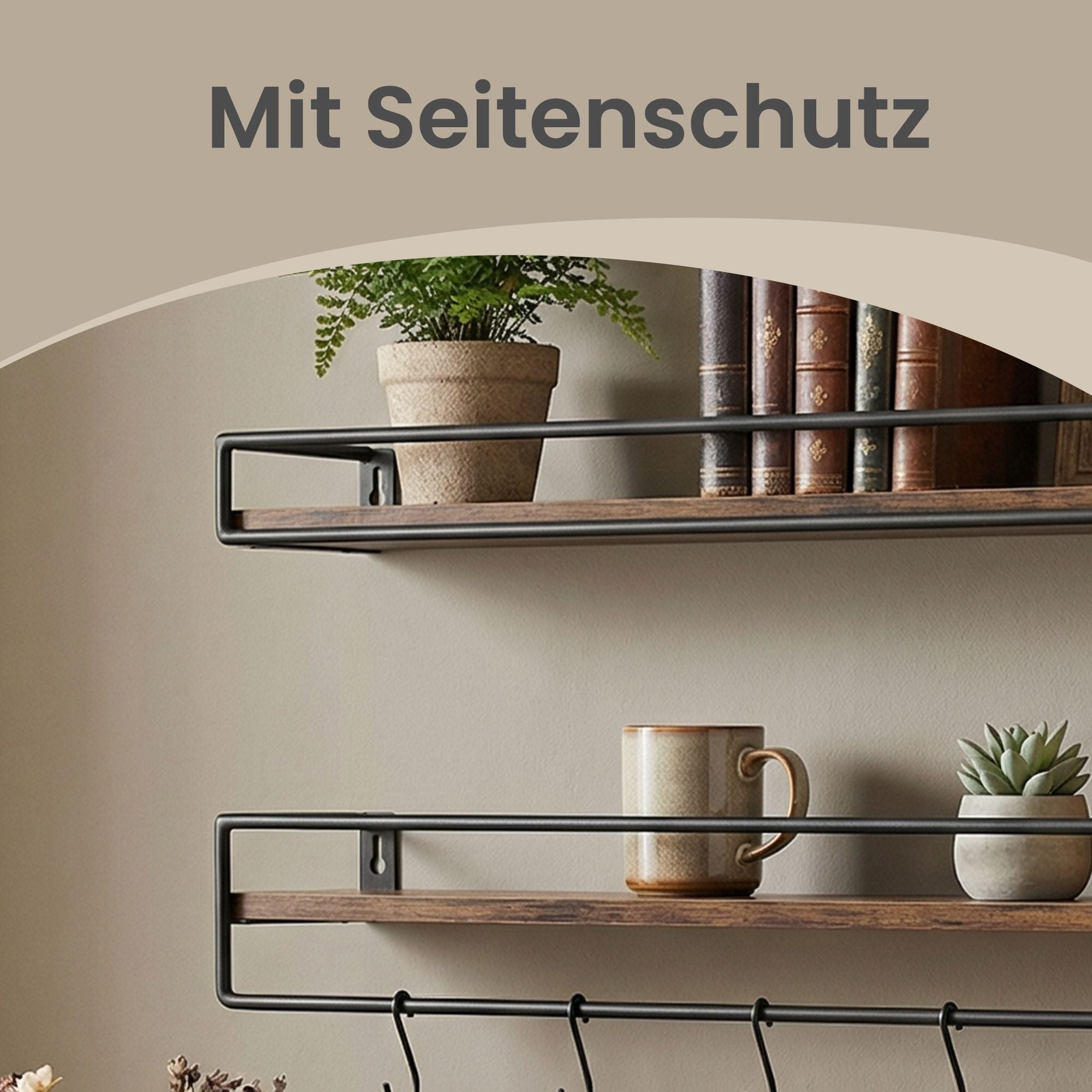 Wandregal 2er Set, Wandboard mit Stange, Schweberegal zur Aufbewahrung