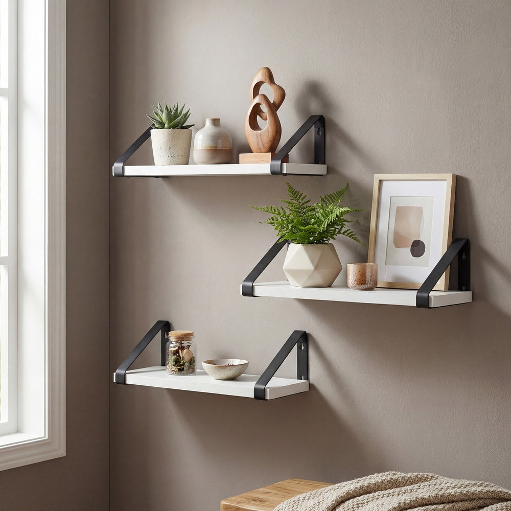 Regal-Set, 3er-Set Wandregale, zwei Befestigungsarten