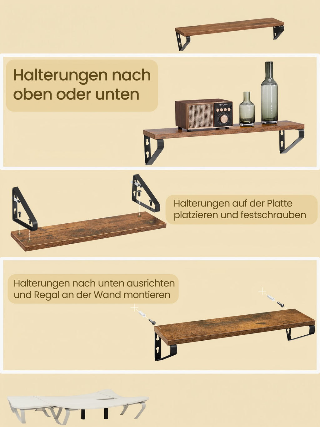 Wandregal, Schweberegal, 3er Set