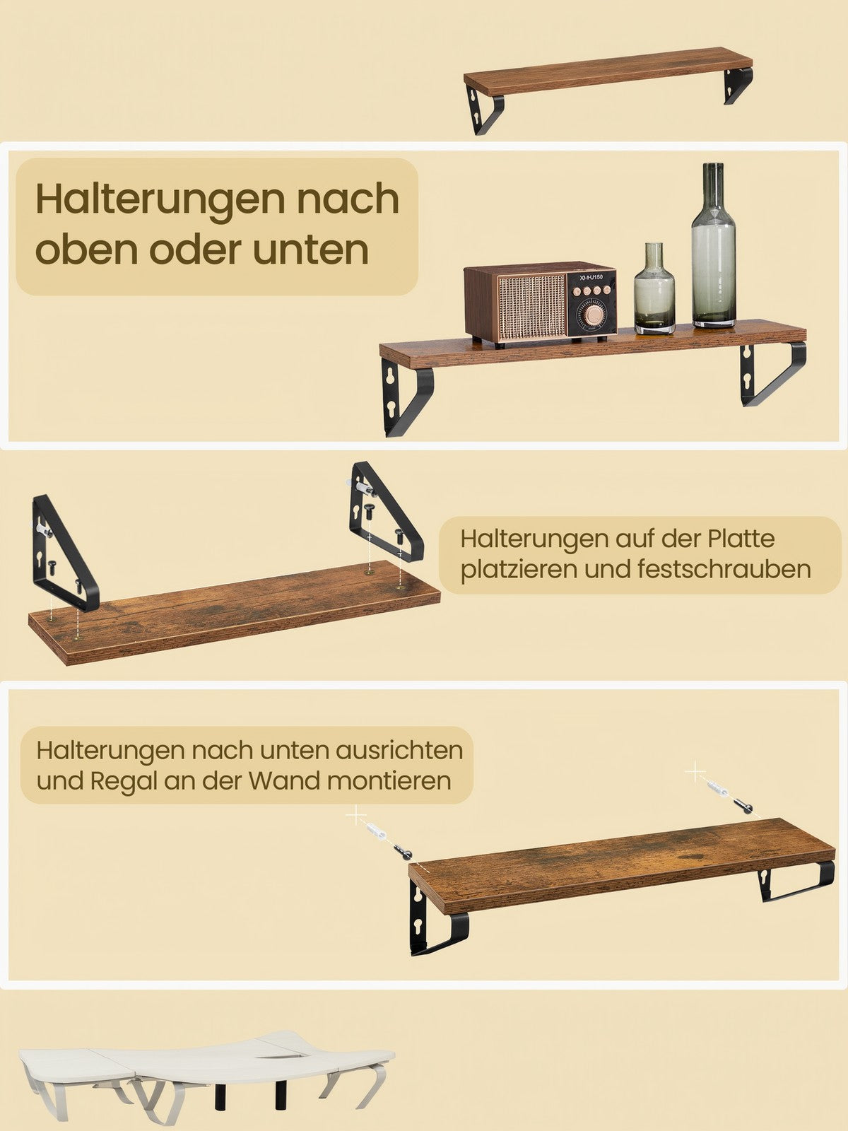 Wandregal, Schweberegal, 3er Set
