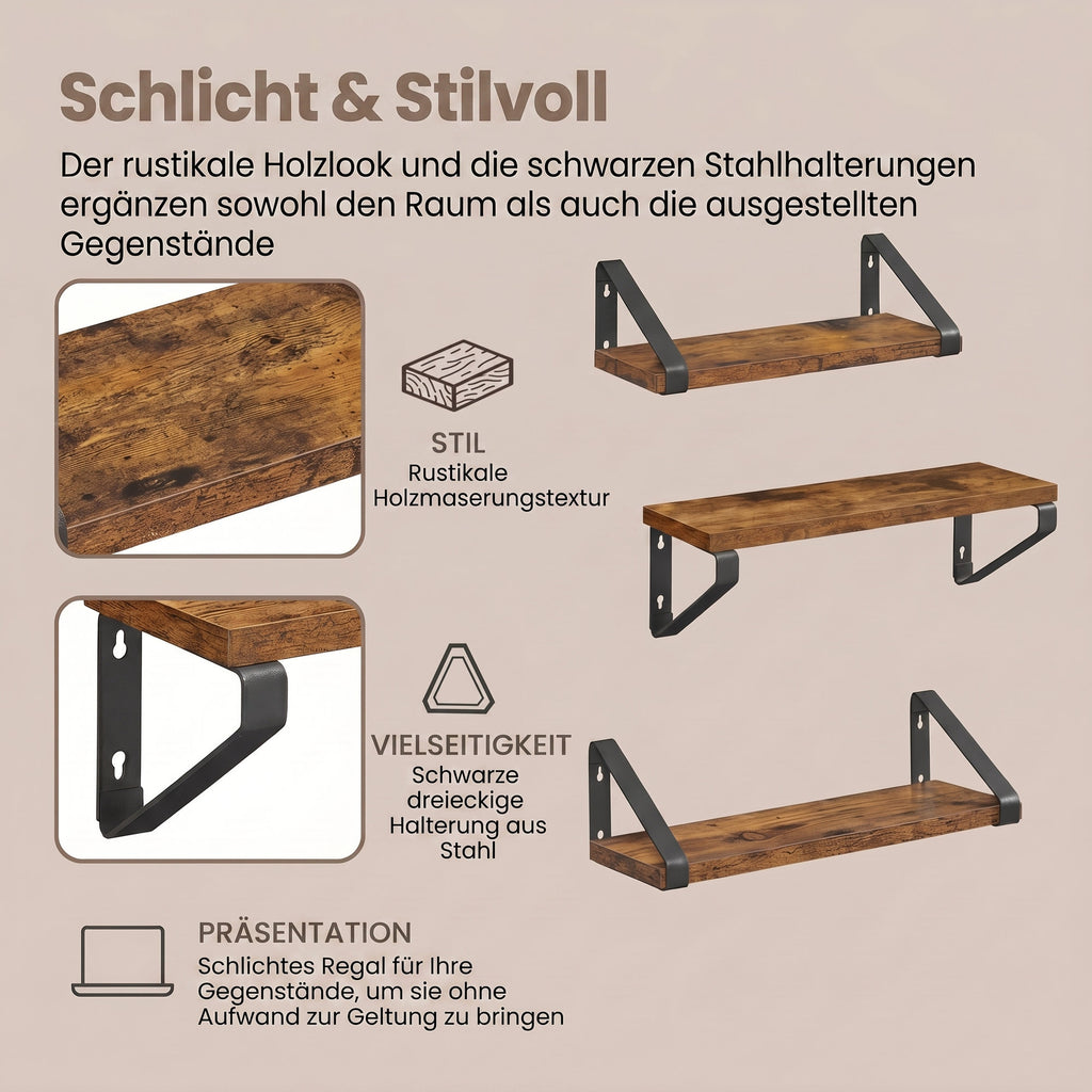 Regalbrett Set, Schweberegal, 3-teilig