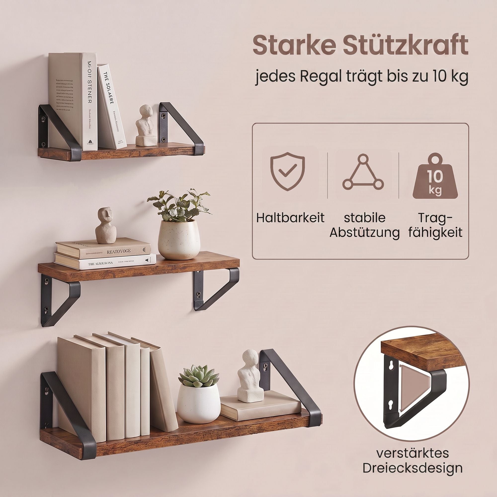 Regalbrett Set, Schweberegal, 3-teilig