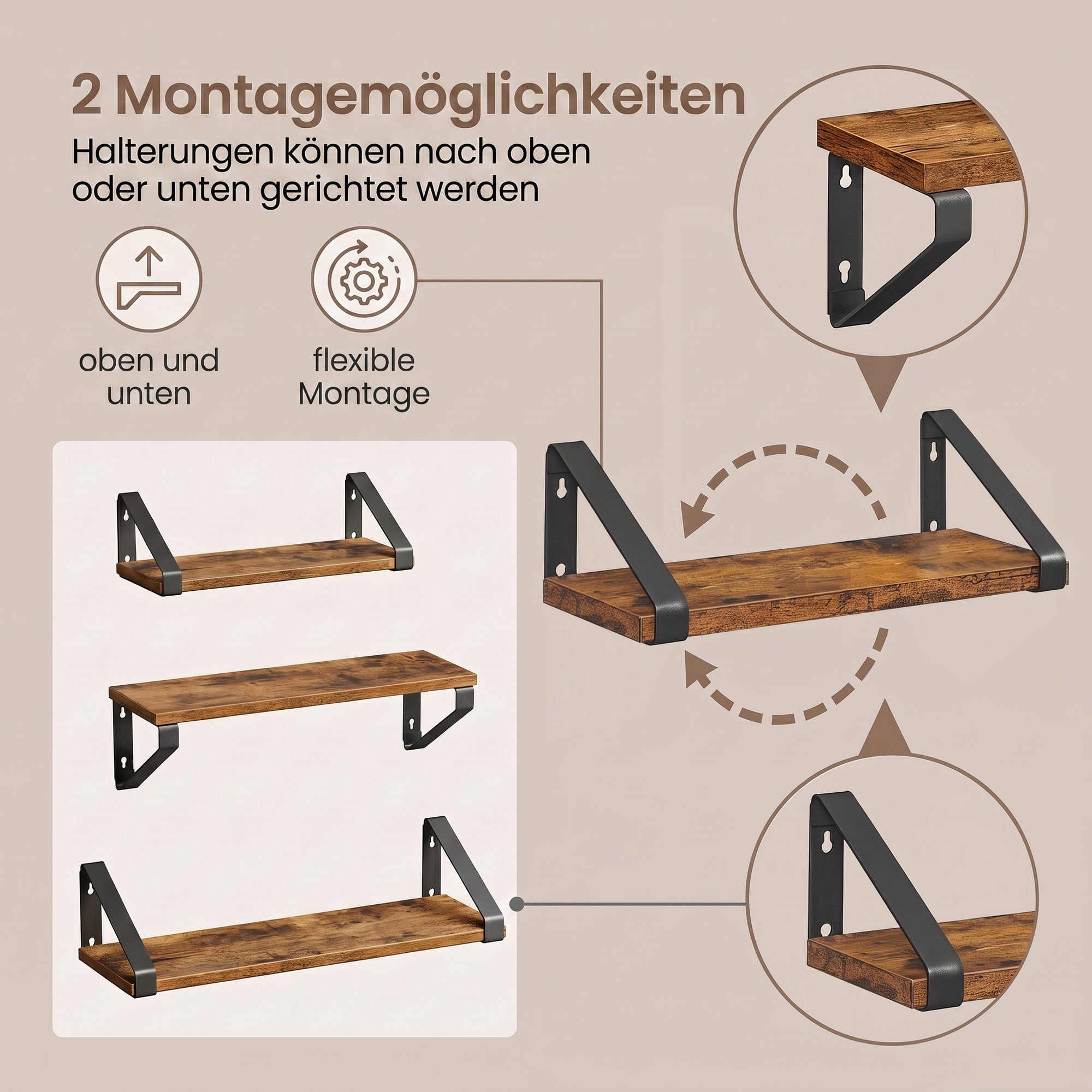Regalbrett Set, Schweberegal, 3-teilig