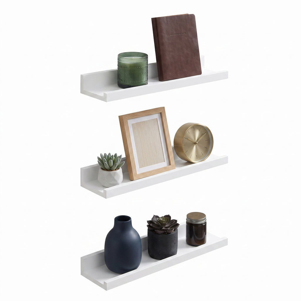 Wandregal 3er Set, Schweberegal für Fotorahmen und Dekos, Regal für Wohnzimmer
