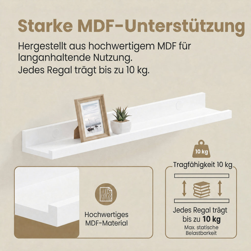 Wandregal 3er Set, Schweberegal für Fotorahmen und Dekos, Regal für Wohnzimmer