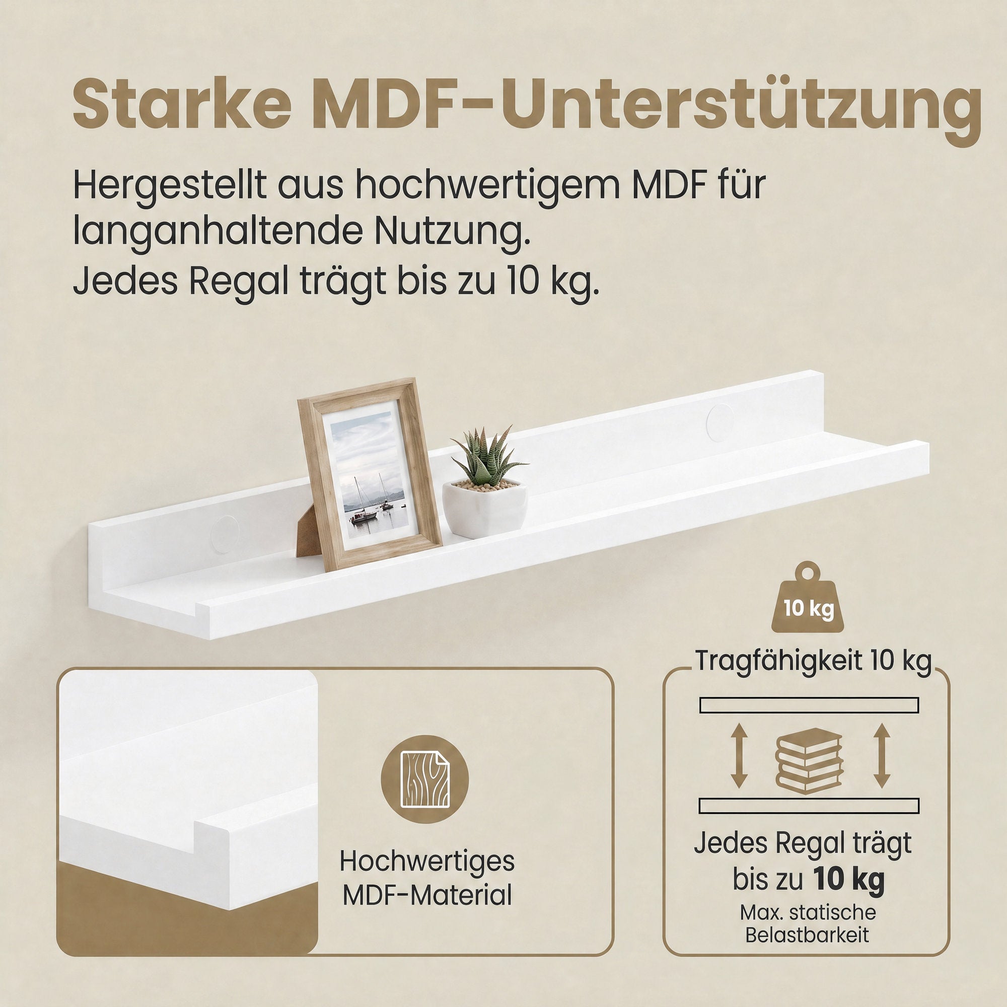 Wandregal 3er Set, Schweberegal für Fotorahmen und Dekos, Regal für Wohnzimmer