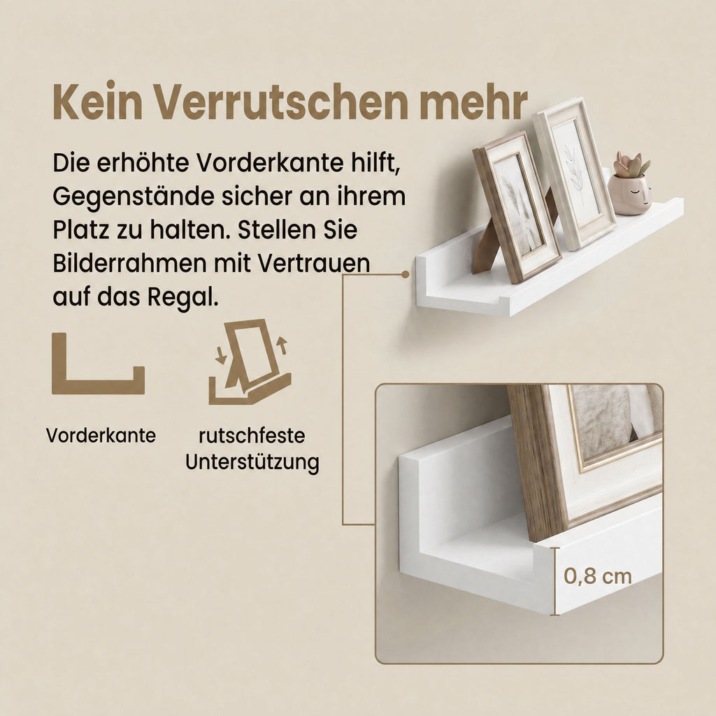 Wandregal 3er Set, Schweberegal für Fotorahmen und Dekos, Regal für Wohnzimmer