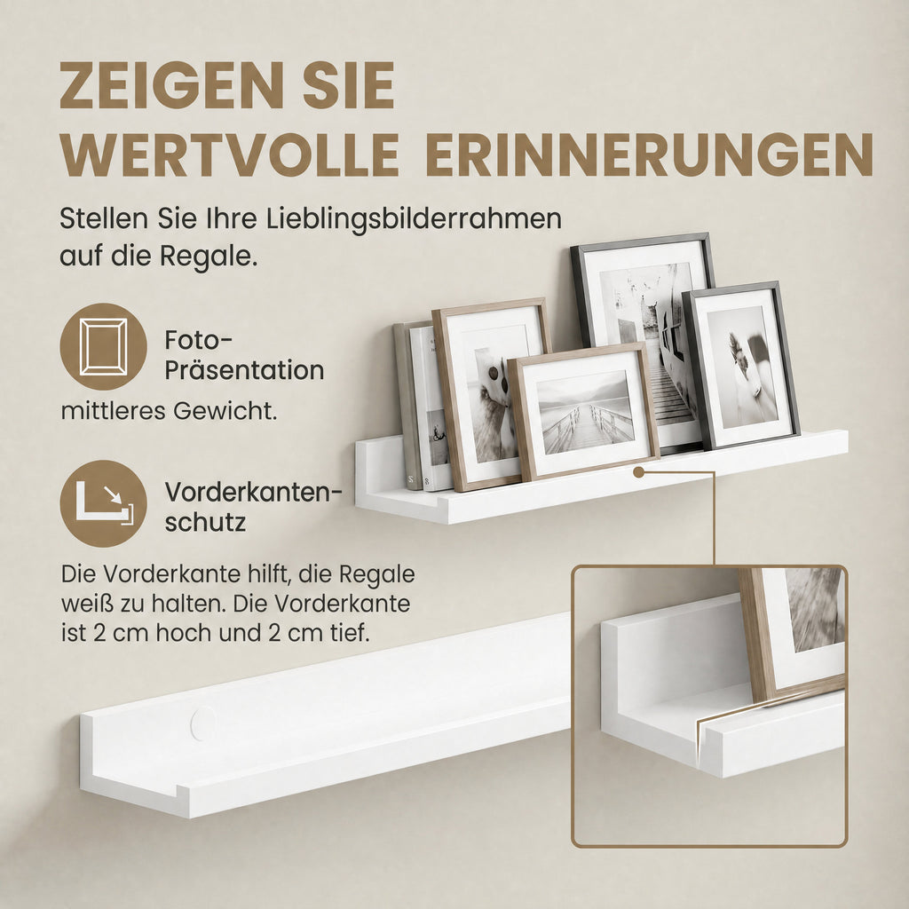 Wandregal 2er Set, Schweberegal, Wandboard für Bilderrahmen und Bücher
