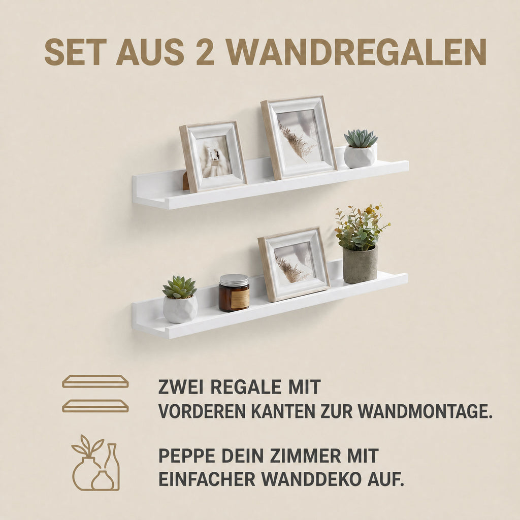 Wandregal 2er Set, Schweberegal, Wandboard für Bilderrahmen und Bücher