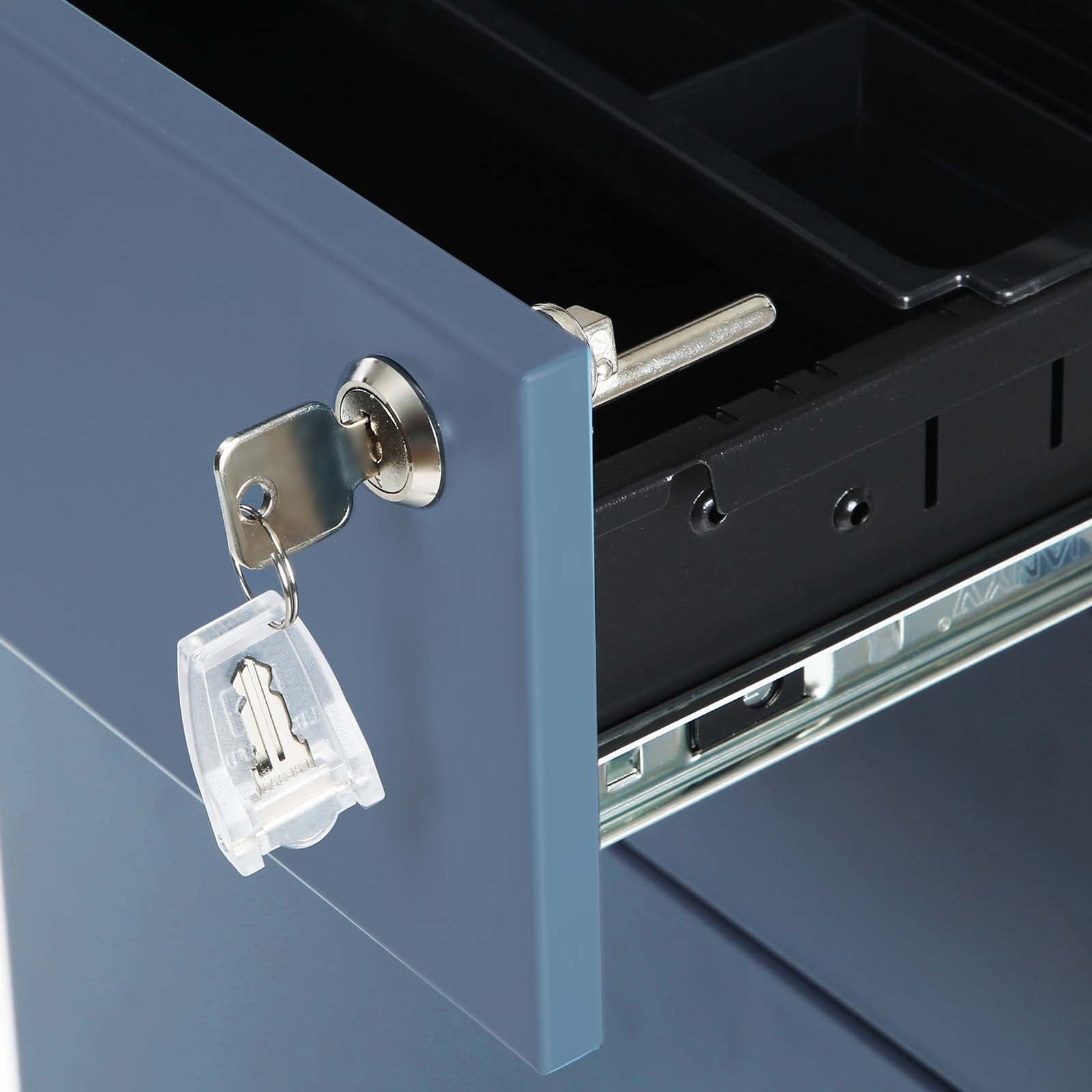 Abschließbarer Rollcontainer Weiß-Blau