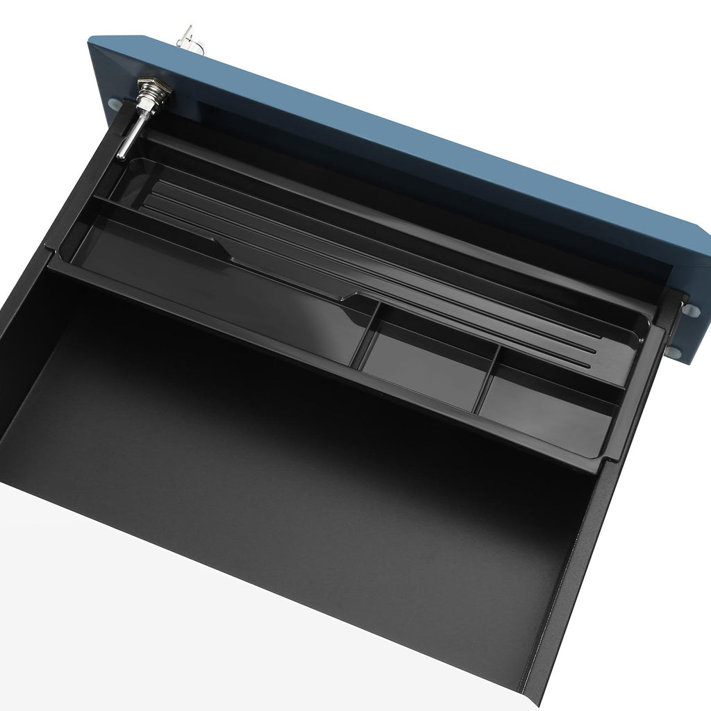 Abschließbarer Rollcontainer Weiß-Blau