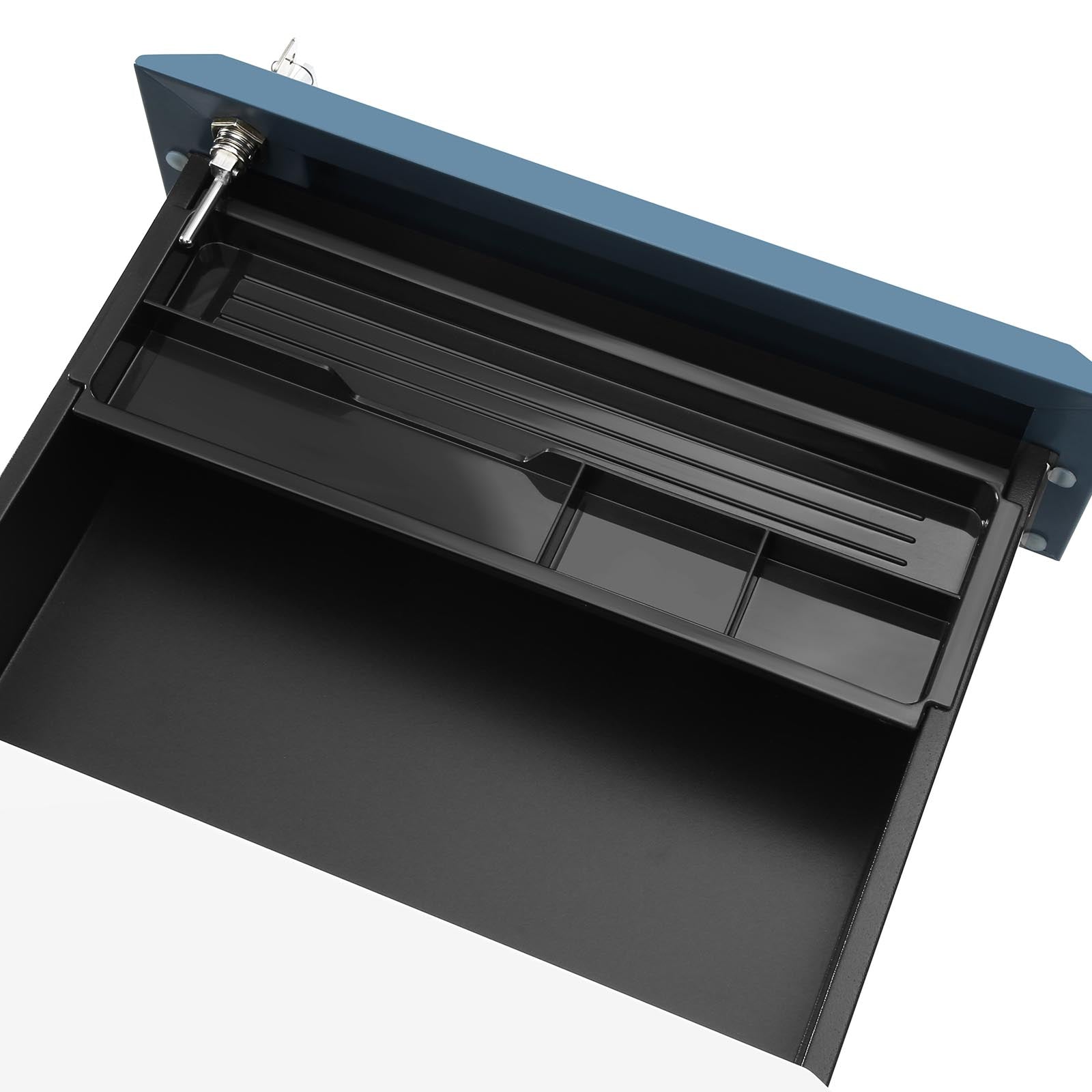 Abschließbarer Rollcontainer Weiß-Blau