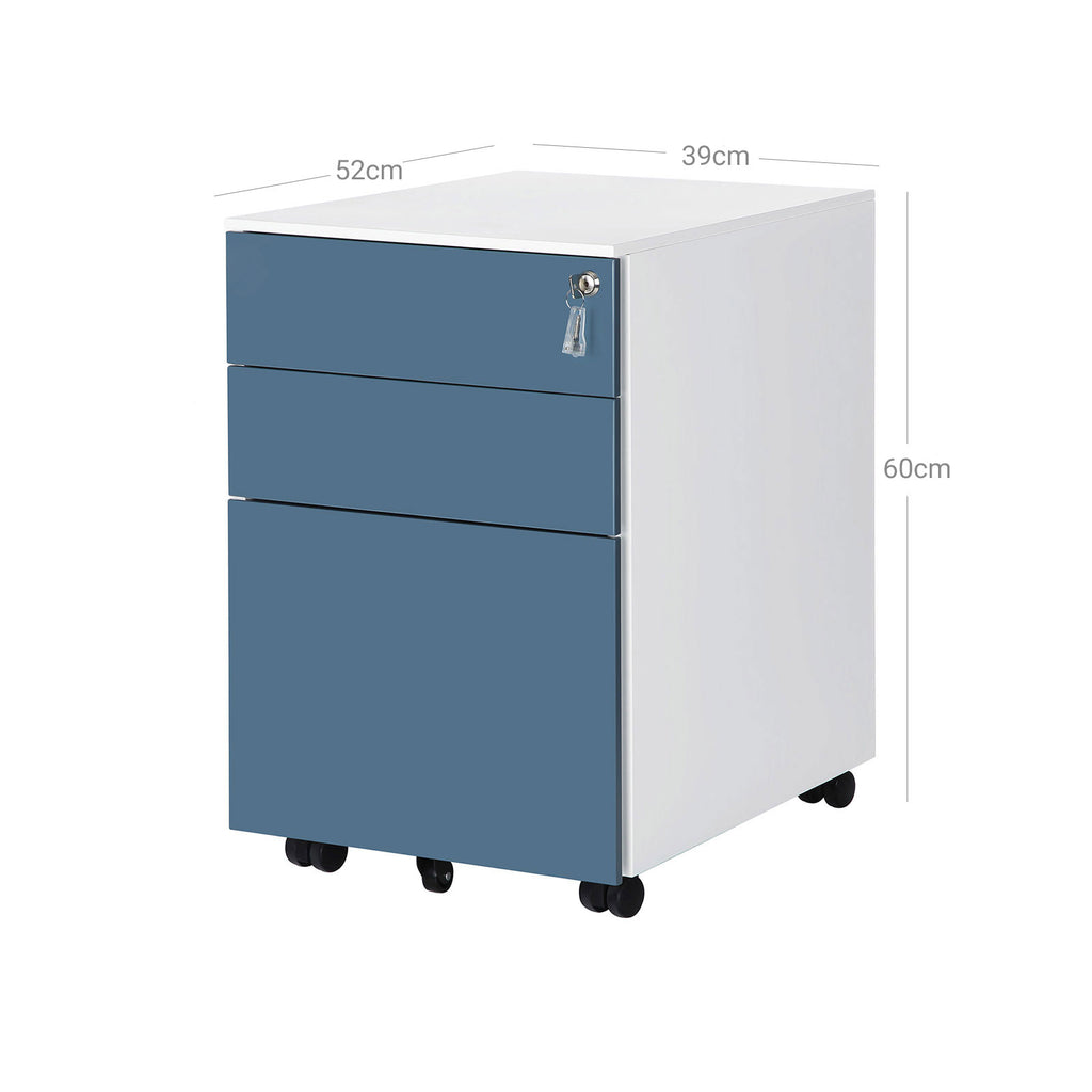 Abschließbarer Rollcontainer Weiß-Blau
