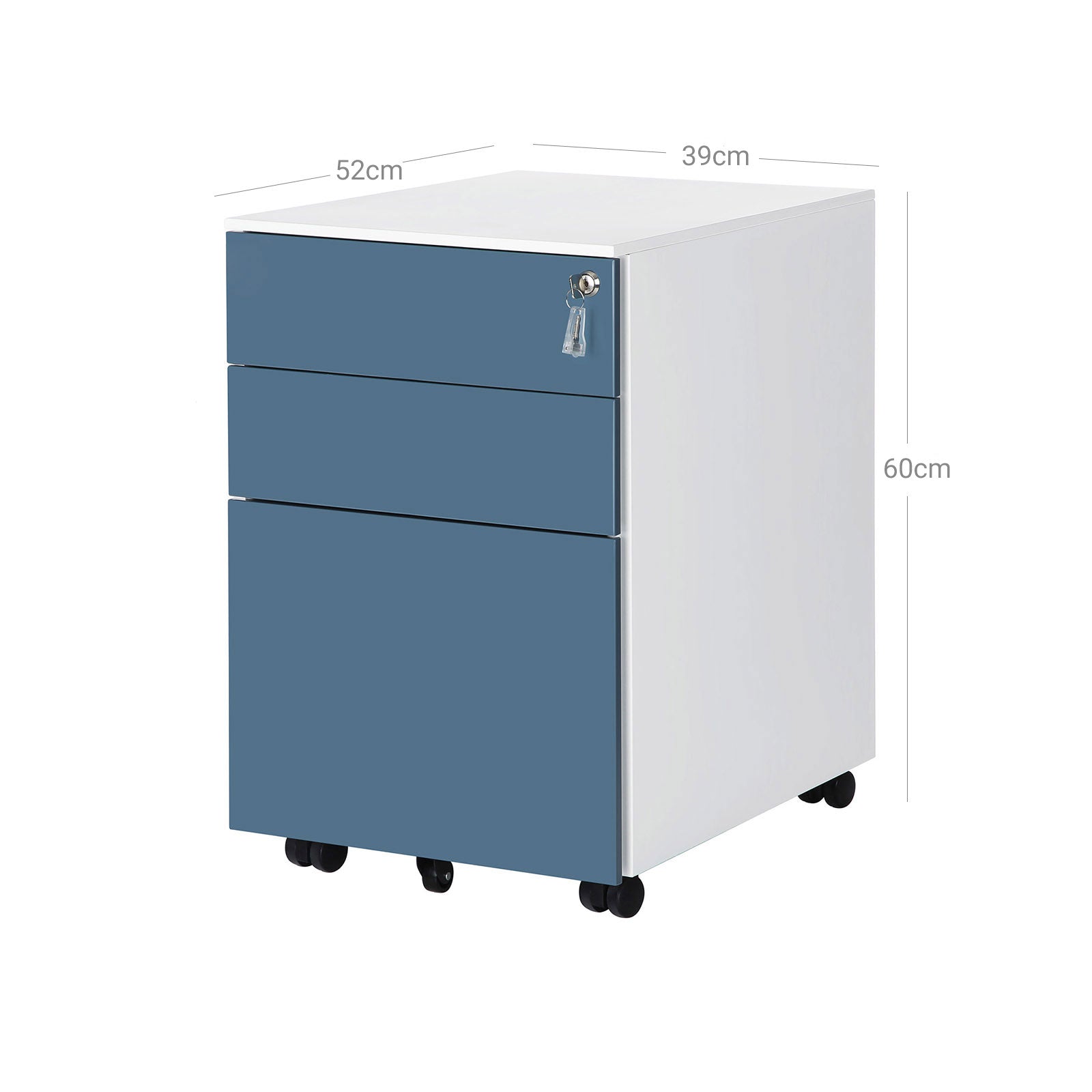 Abschließbarer Rollcontainer Weiß-Blau