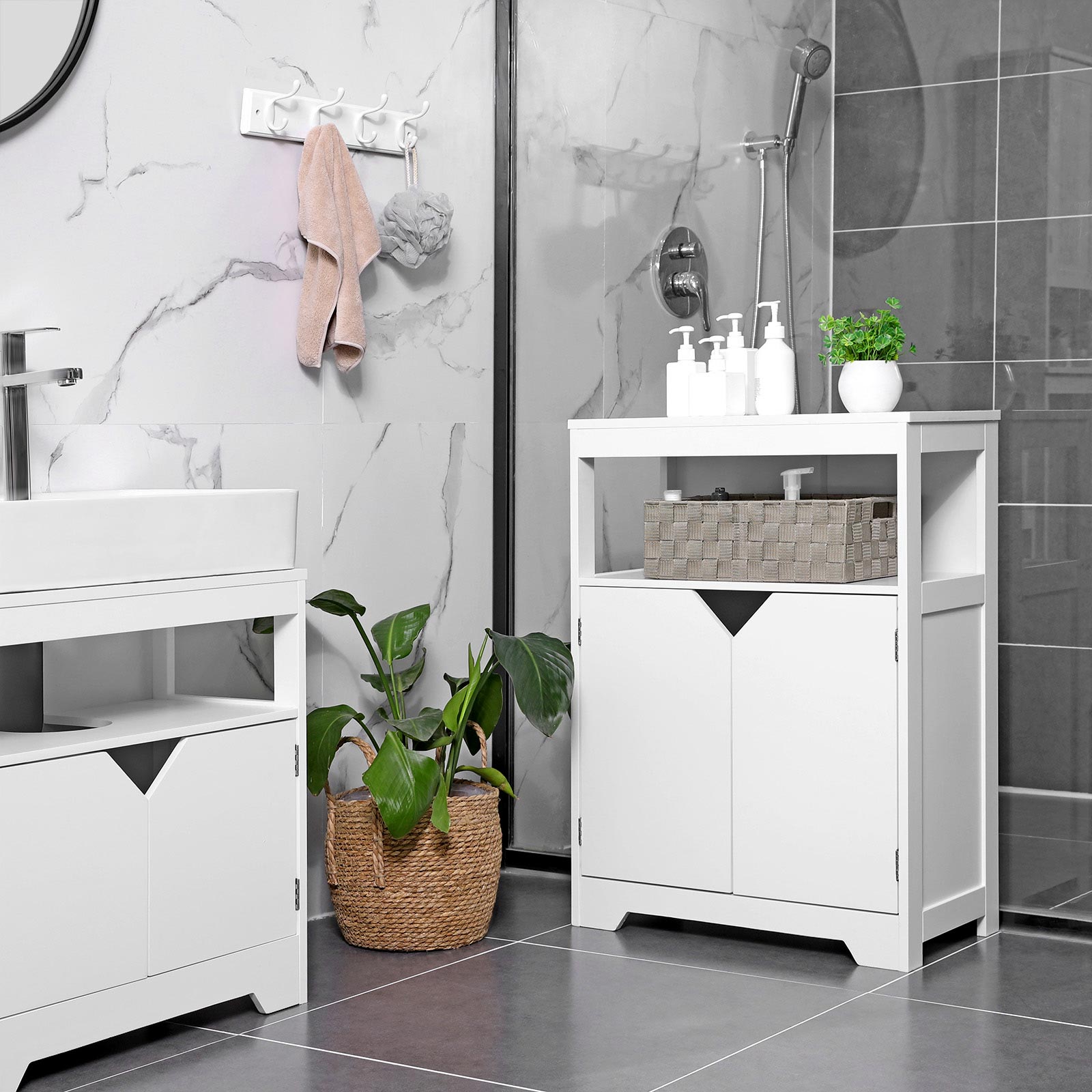 Badschrank Marmoroptik