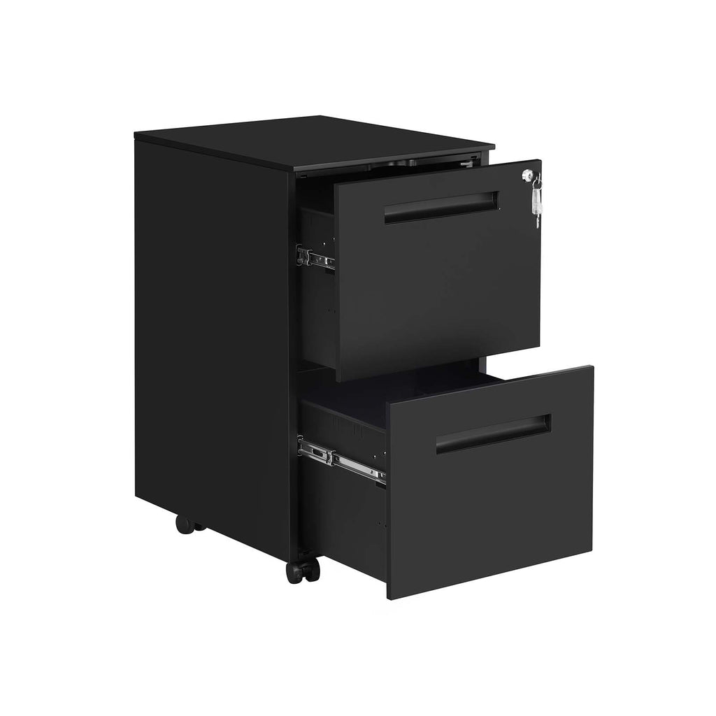 Abschließbarer Rollcontainer Mattschwarz