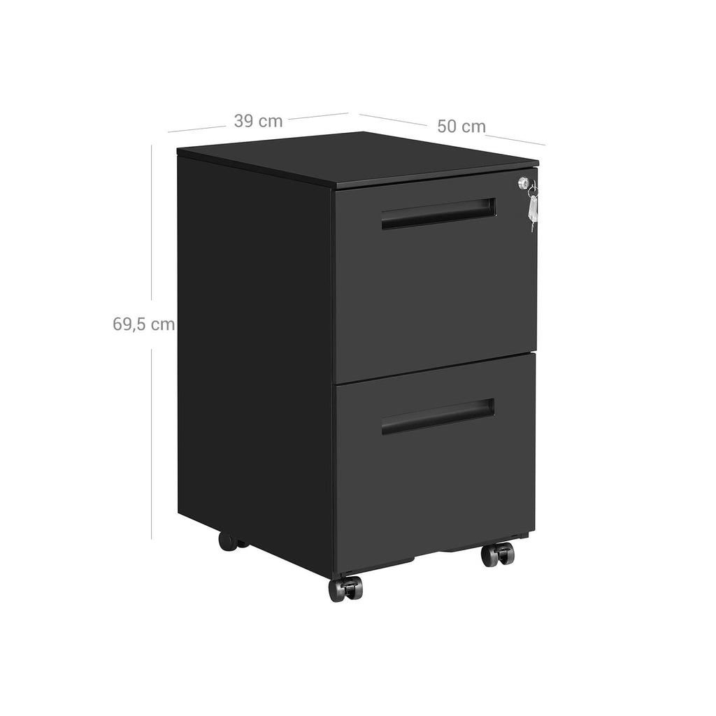 Abschließbarer Rollcontainer Mattschwarz