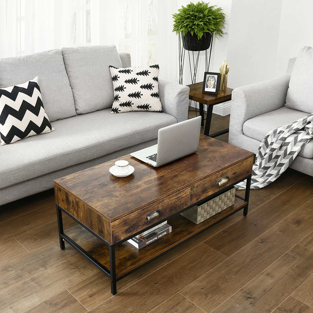Sofatisch mit 2 Schubladen Industrielook
