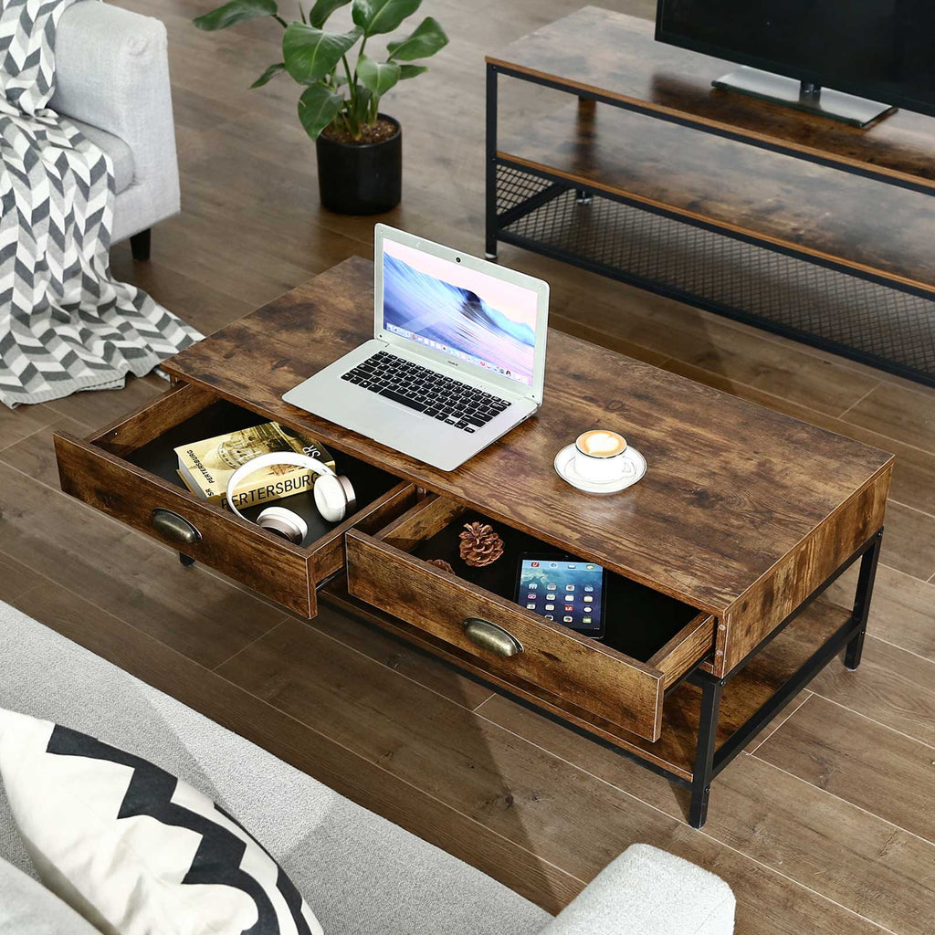 Sofatisch mit 2 Schubladen Industrielook