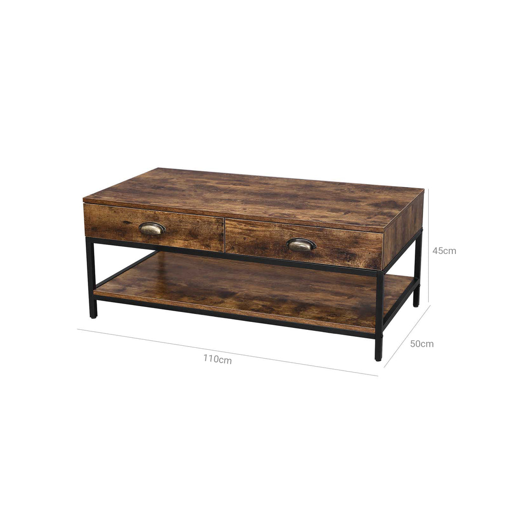 Sofatisch mit 2 Schubladen Industrielook