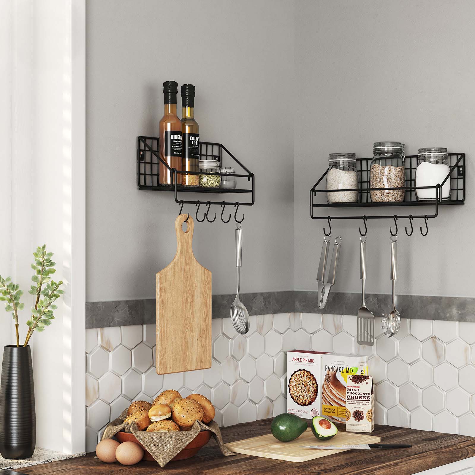 2 Wandregale Industrie-Design Schwarz