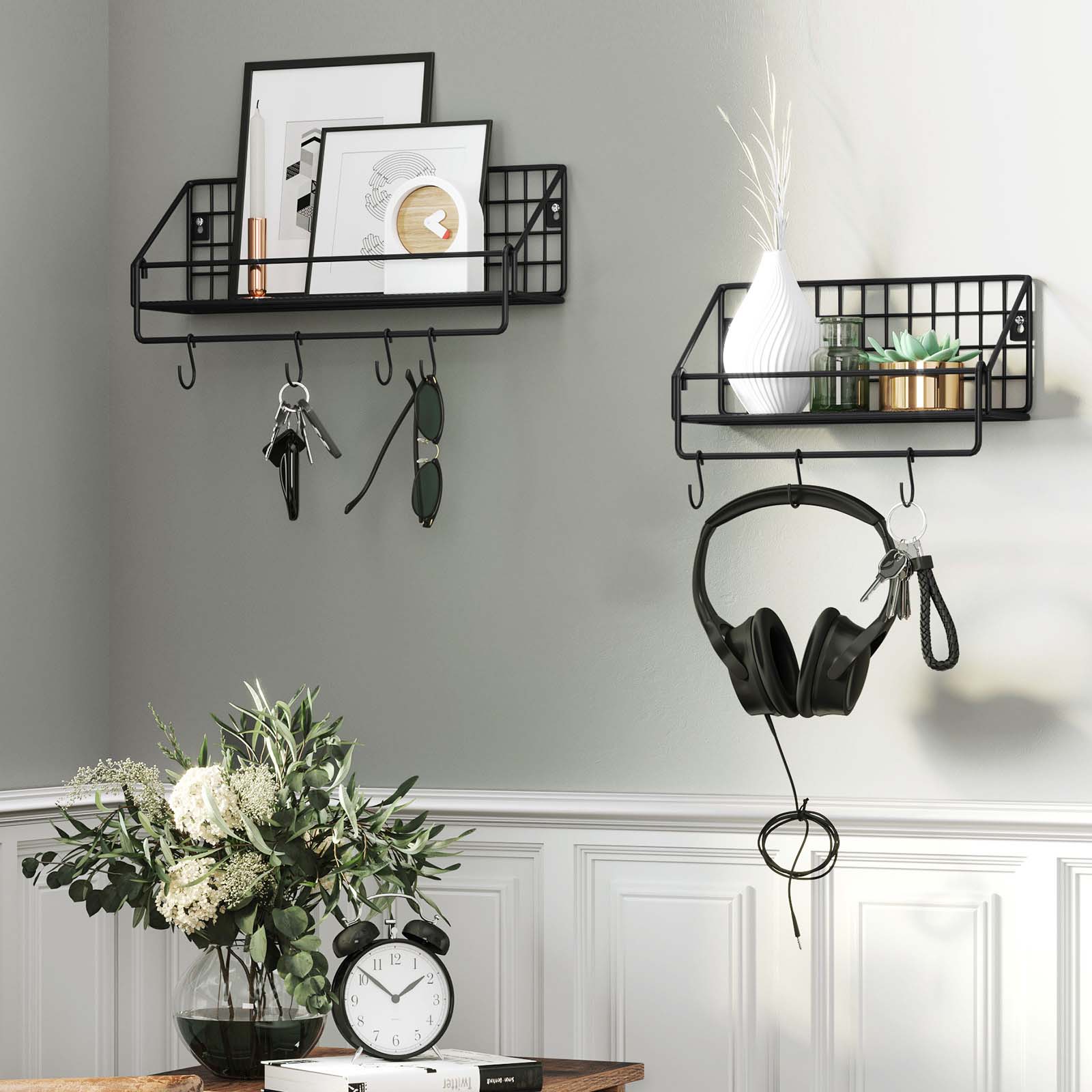 2 Wandregale Industrie-Design Schwarz