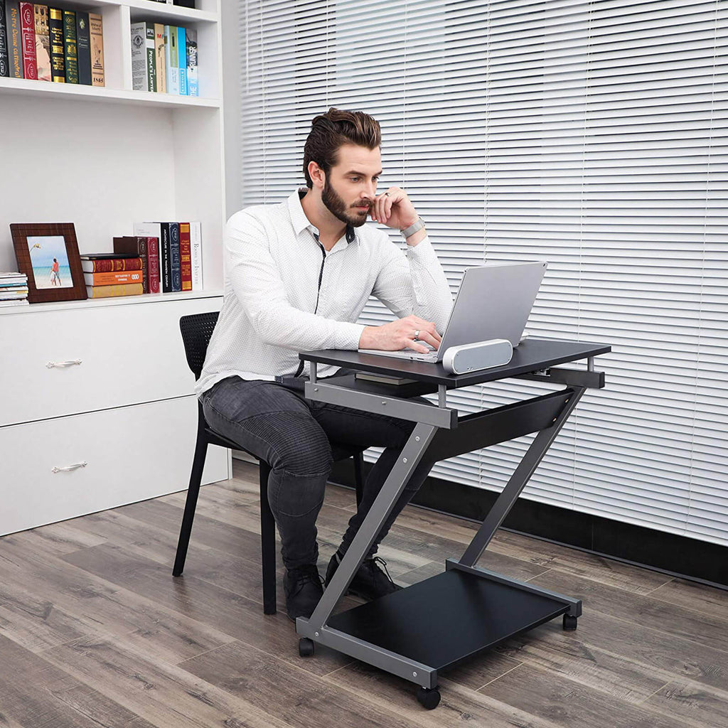 Mobiler Schreibtisch Z-Form Schwarz