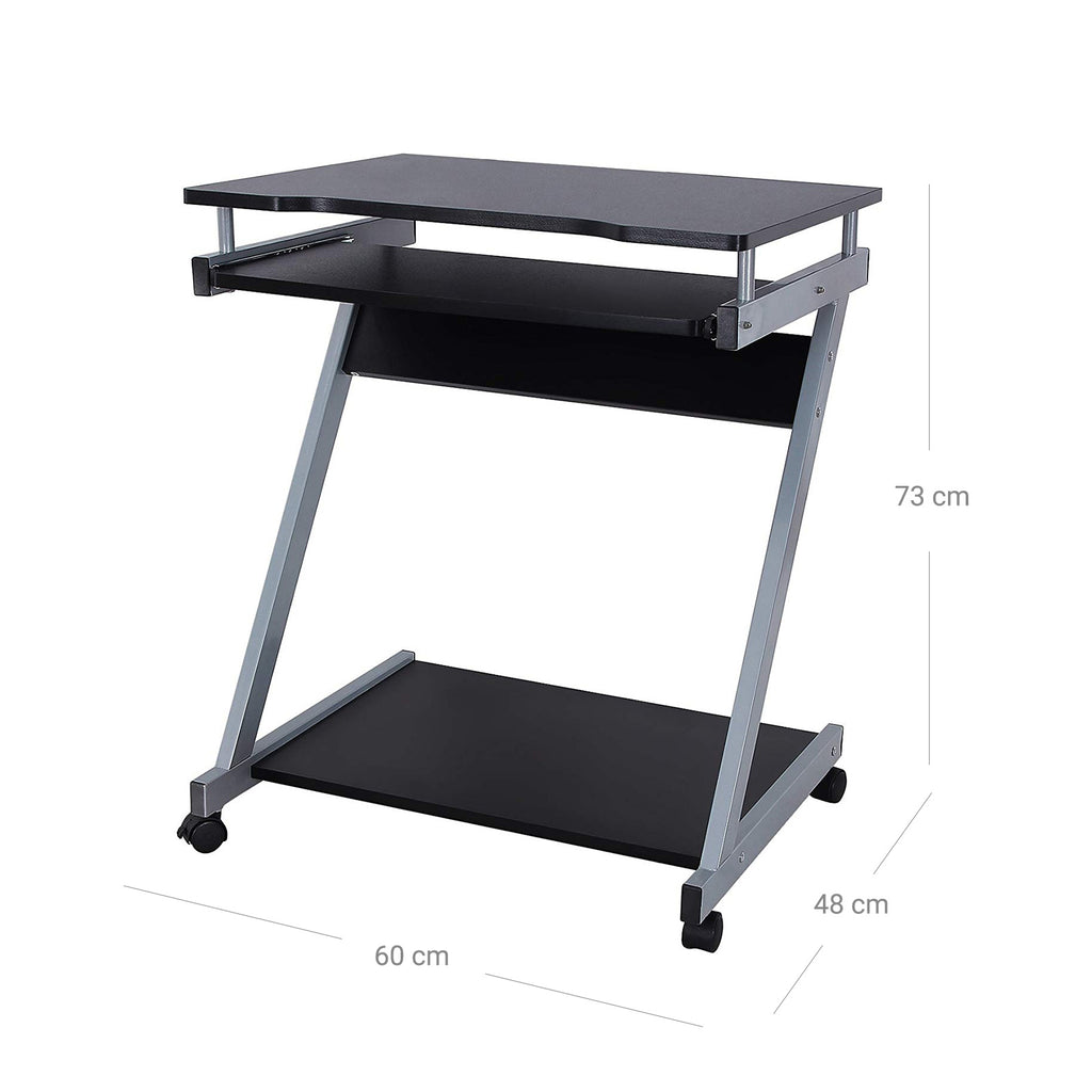 Mobiler Schreibtisch Z-Form Schwarz