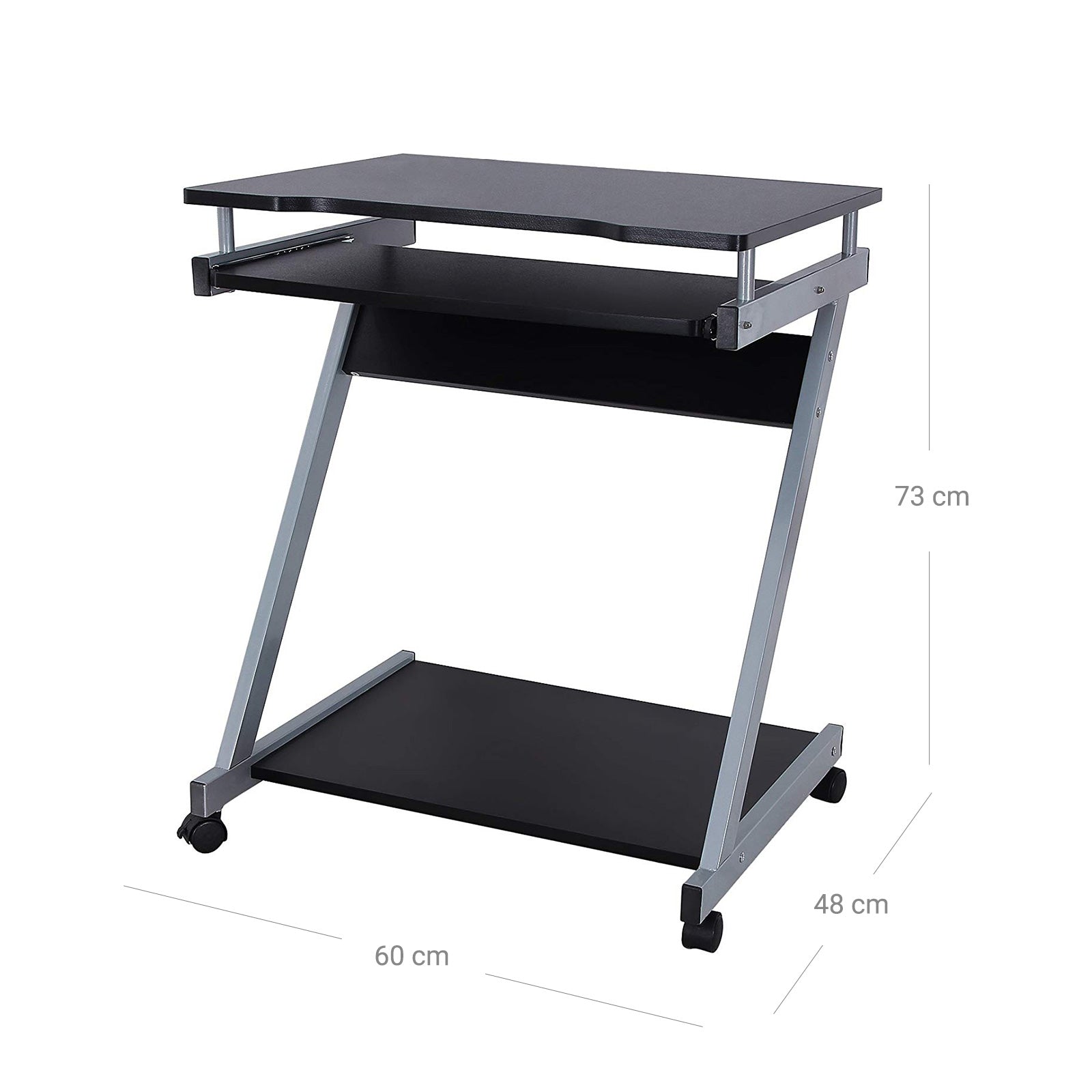 Mobiler Schreibtisch Z-Form Schwarz