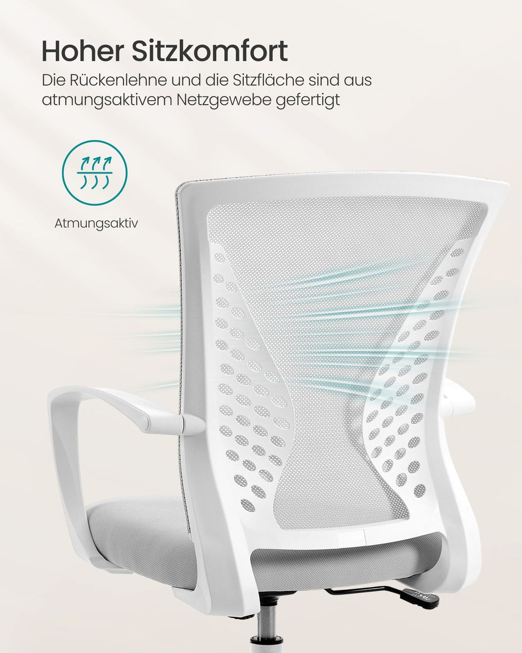 Bürostuhl mit Netzbespannunghöhenverstellbar Wippfunktion taubengrau