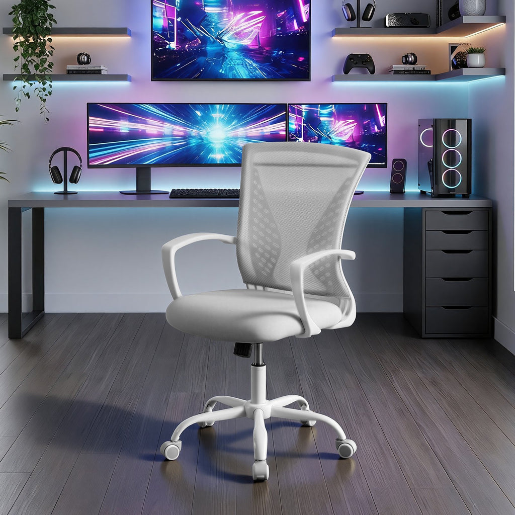 Ergonomischer Drehstuhl, höhenverstellbarer Bürostuhl mit atmungsaktivem Netz, Wippfunktion