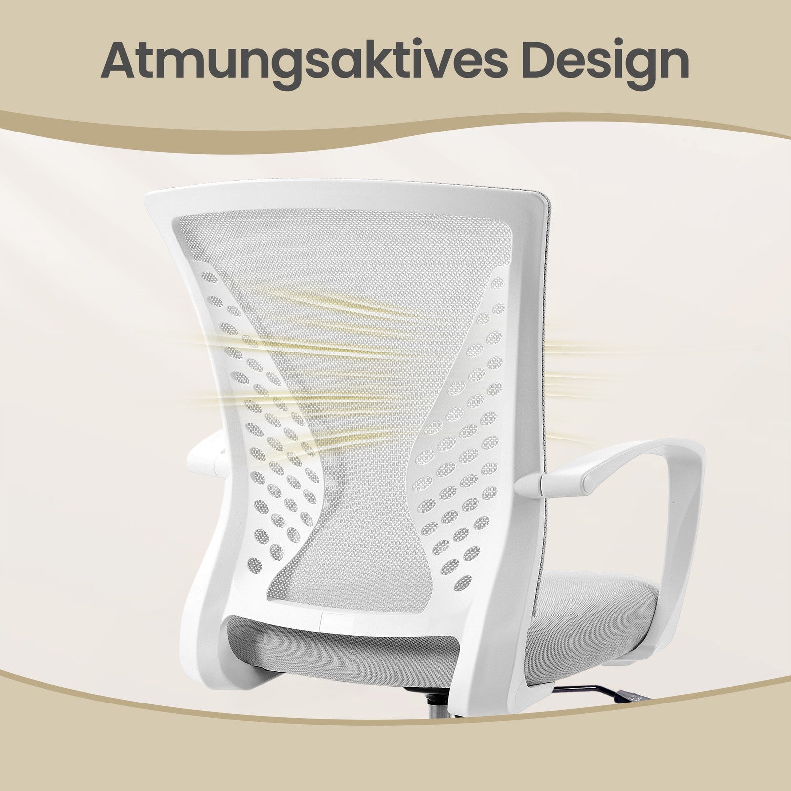 Ergonomischer Drehstuhl, höhenverstellbarer Bürostuhl mit atmungsaktivem Netz, Wippfunktion