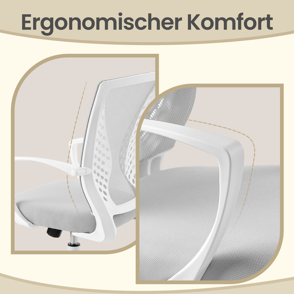 Ergonomischer Drehstuhl, höhenverstellbarer Bürostuhl mit atmungsaktivem Netz, Wippfunktion