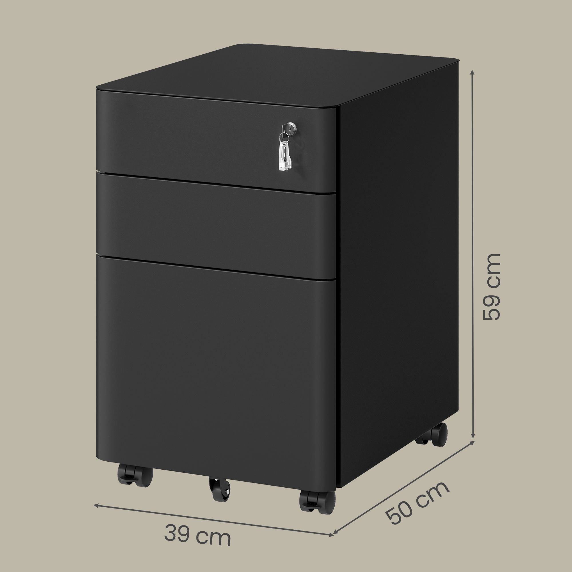 Rollcontainer, Aktenschrank, Büroschrank mit Rollen