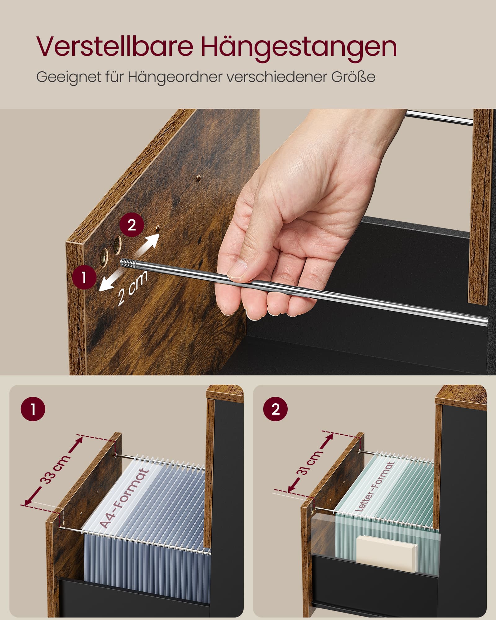 Rollcontainer vintagebraun-schwarz